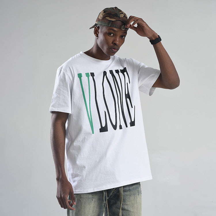 VLONE Large Logo Round Neck Short Sleeve T-shirt 'White Green' VLTE17SS003-WHITE