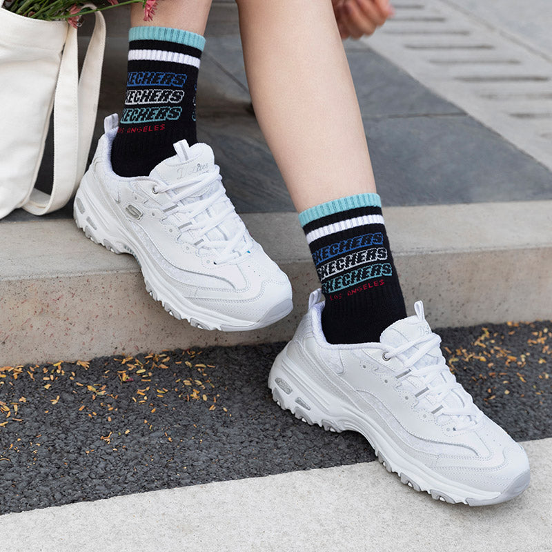 (WMNS) Skechers D'Lite-Looking Glass 'White Grey' 11959-WHT