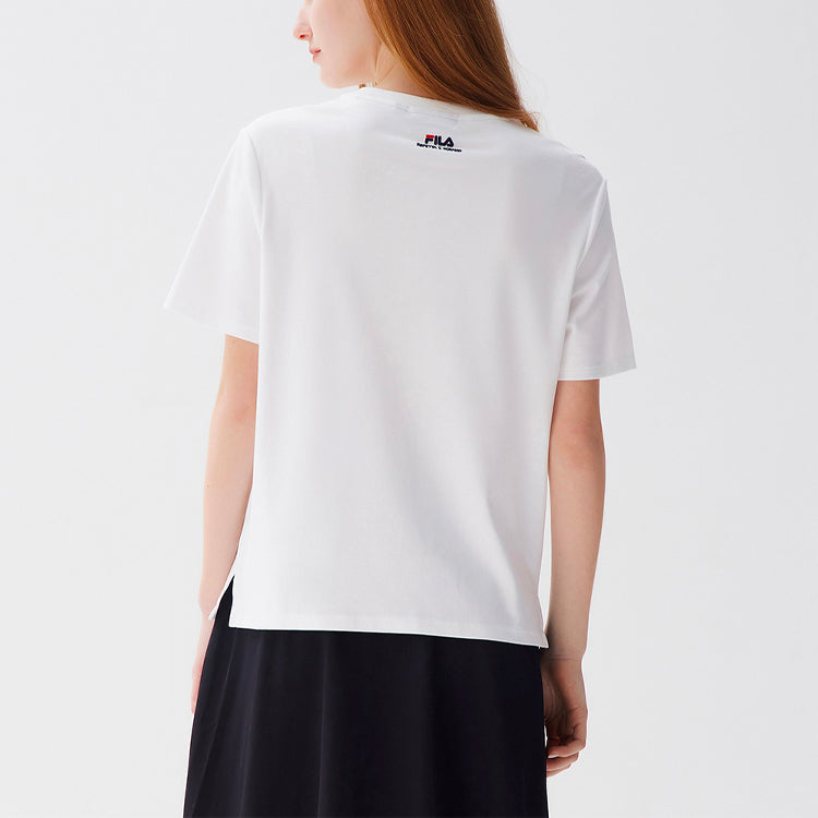 (WMNS) FILA Dolphin Pattern Sports Round Neck Short Sleeve White F11W128119F-WT