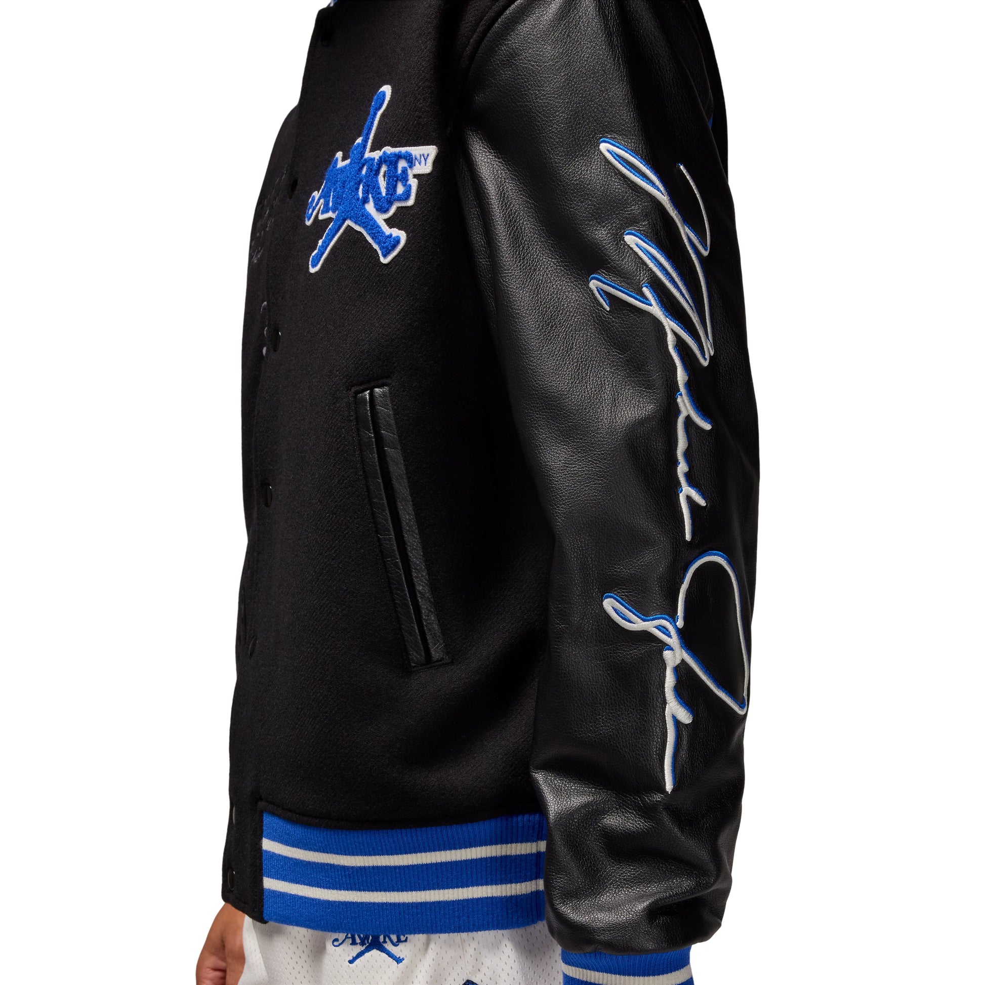 Air Jordan x Awake NY Varsity Jacket 'Black Game Royal' FQ5439-010
