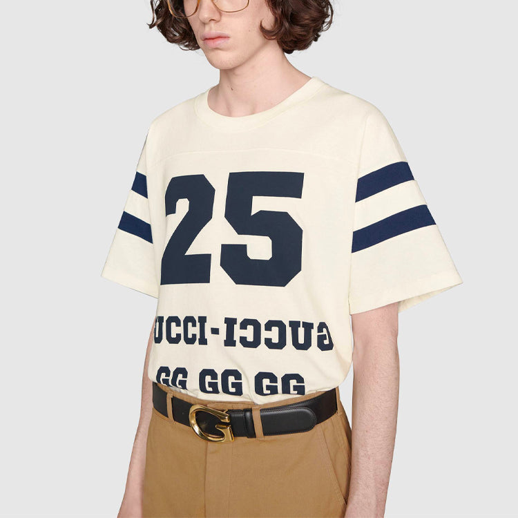 Men's Gucci SS21 Alphabet Pattern Loose Short Sleeve White T-Shirt 655459-XJDOY-9095