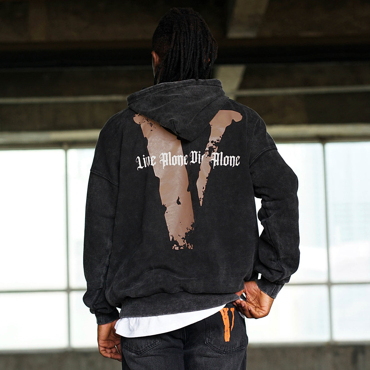 VLONE Live Alone Die Alone Hoodie 'Black Brown' VLHD24003-BK