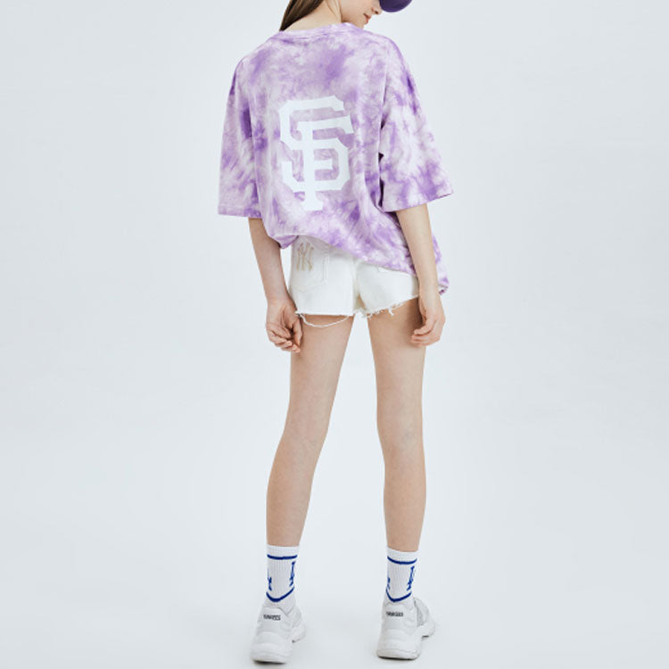 MLB San Francisco Giants Tie Dye Big Logo Loose Short Sleeve Unisex Blue Purple 31TSA3031-14V