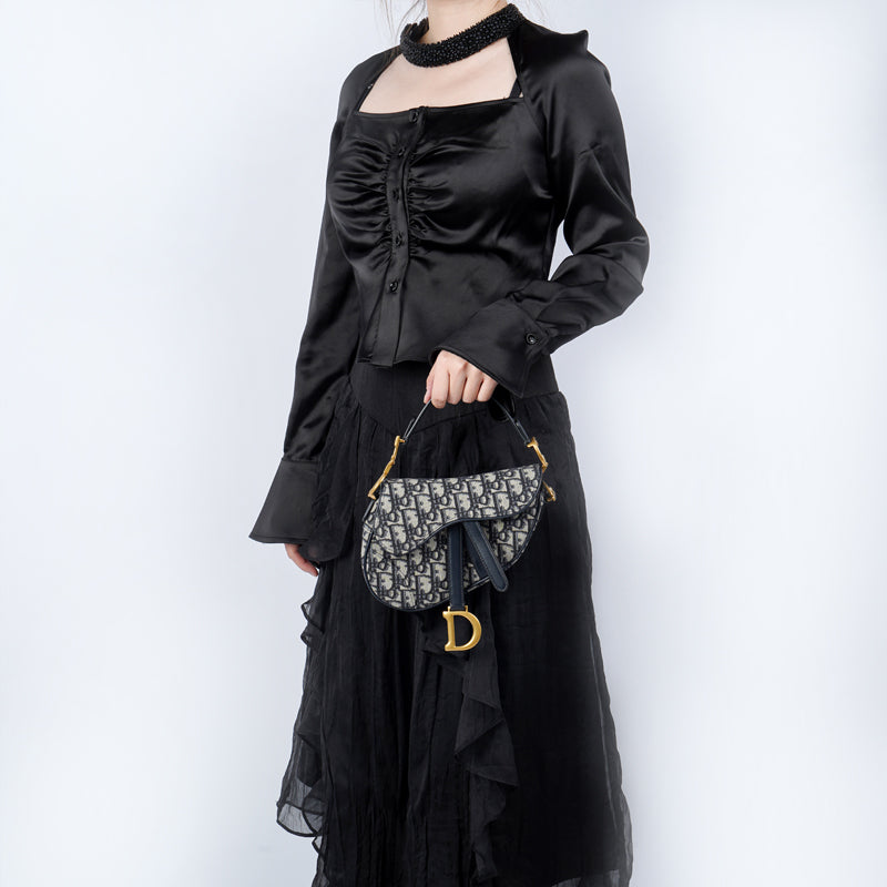 (WMNS) DIOR Mini Saddle Bag 'Blue Oblique Jacquard' M0447CTZQ-M928