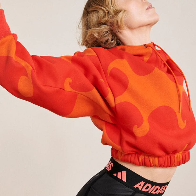 (WMNS) adidas X Marimekko Crop Hoodie 'Orange' HJ7306