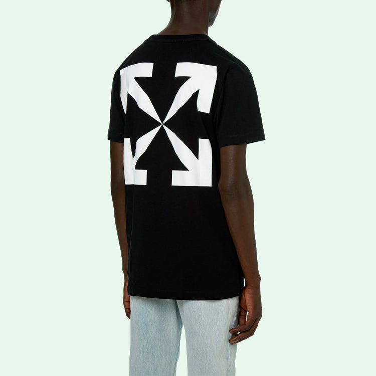 Off-White SS21 Pattern Printing Round Neck Short Sleeve Black OMAA027R21JER0021001