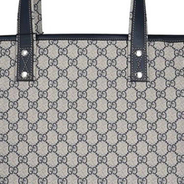 (WMNS) Gucci Logo Leather Canvas Large Capacity Shoulder Bag Beige / Navy Blue 211134-KGD3N-4080