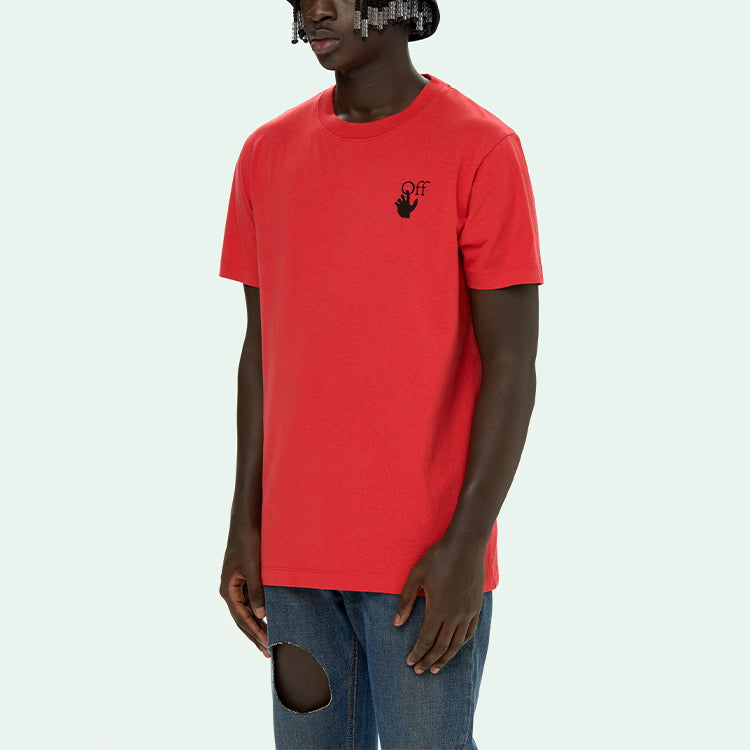 Off-White SS21 Logo Printing Round Neck Short Sleeve Version Red OMAA027S21JER0052510
