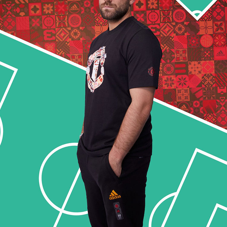 adidas Mufc Cny Tee limited Logo Printing Manchester United Soccer/Football Round Neck Short Sleeve Black H63996