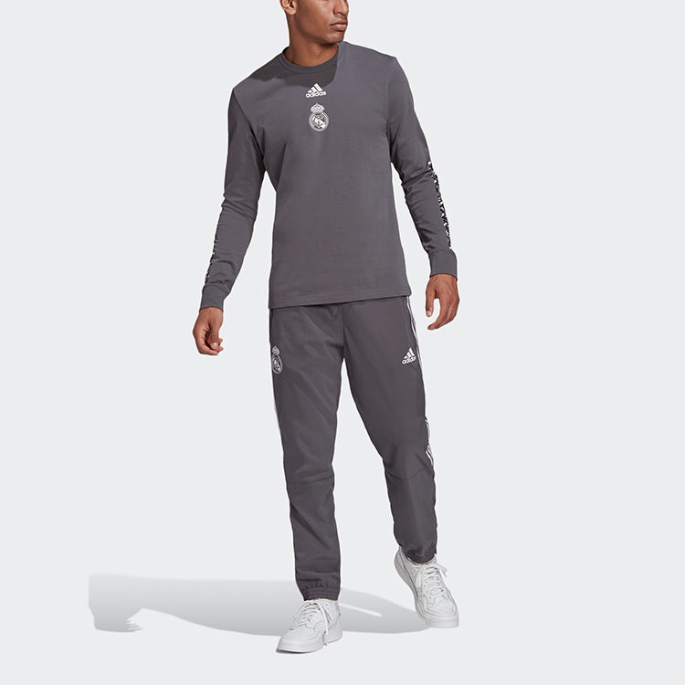 adidas Real Ssp Pnt Real Madrid Soccer/Football Slim Fit Training Sports Long Pants Gray GI0001