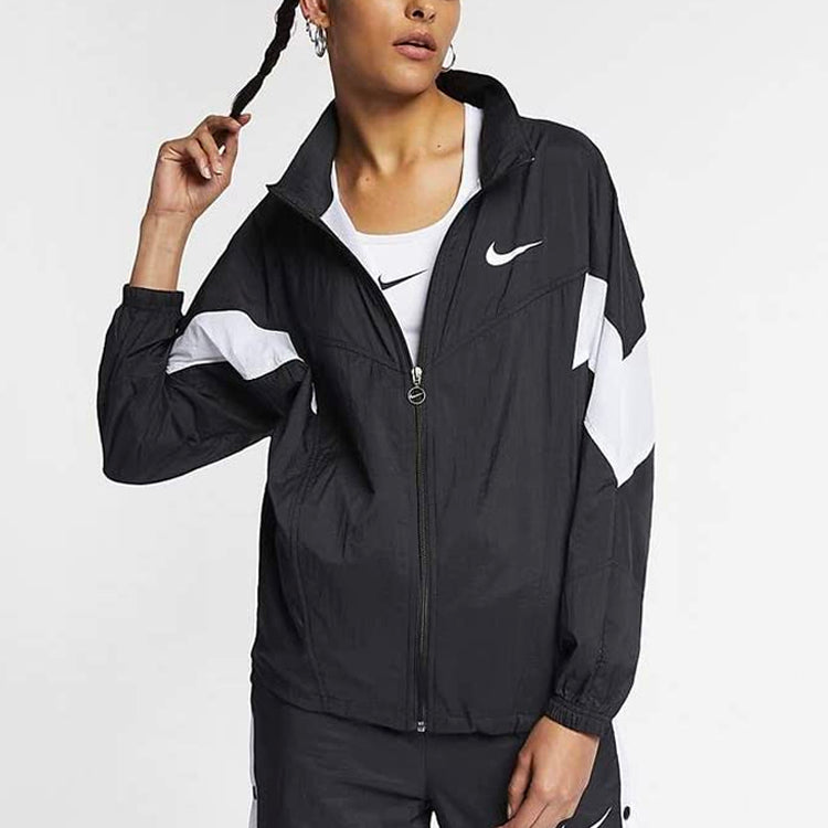 (WMNS) Nike Retro Large Logo Windproof Sports Jacket Black AR2848-011