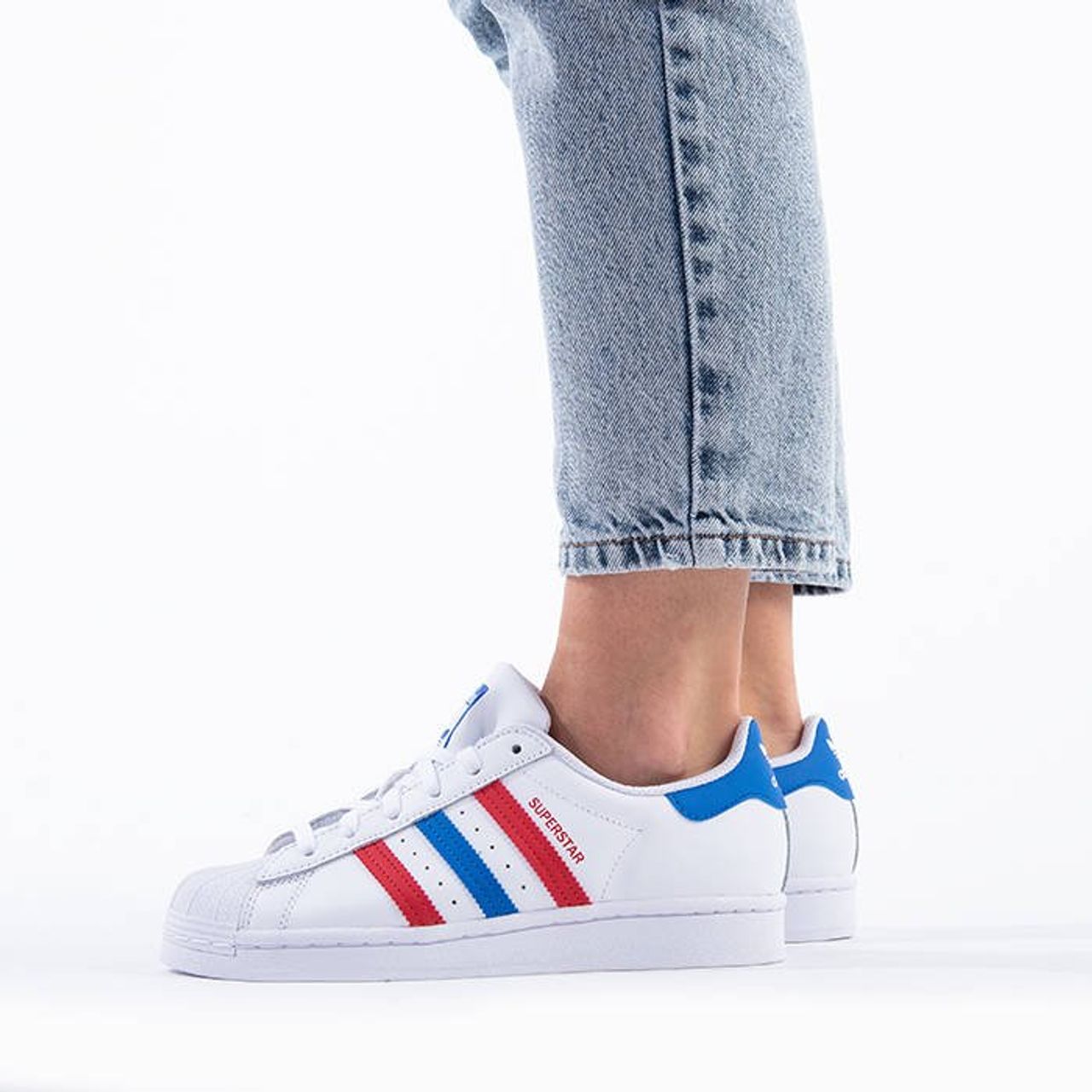 (GS) adidas originals Superstar J 'White Red Blue' FW5851