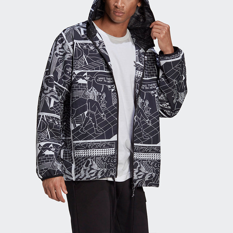 adidas originals R.Y.V. Graphic Windbreaker For Men Black GN3333