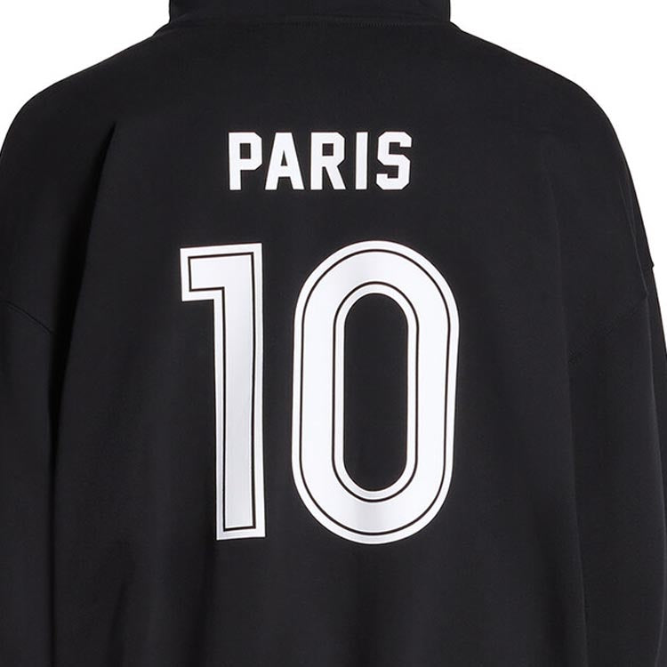 Balenciaga Paris Soccer Zip-up Hoodie Medium Fit 'Black White' 744457TPVS61070