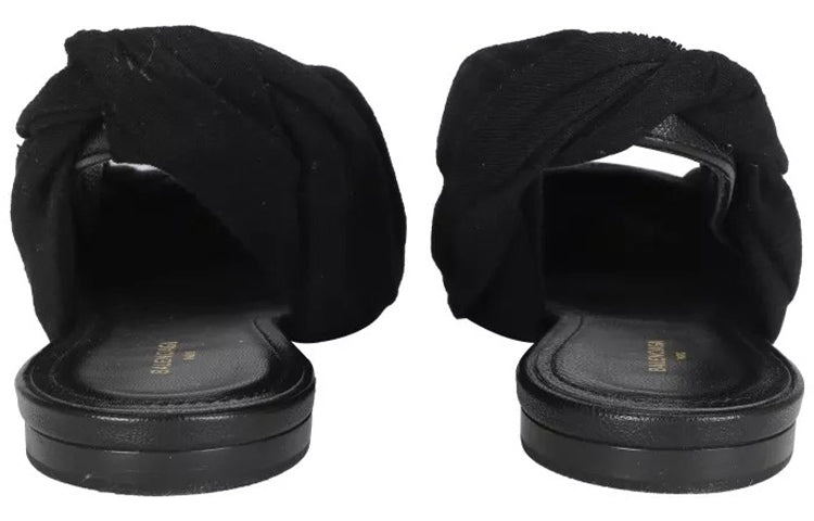 (WMNS) Balenciaga Knife Slingback Logo Print Casual Flats 'Black' 500619W06001091