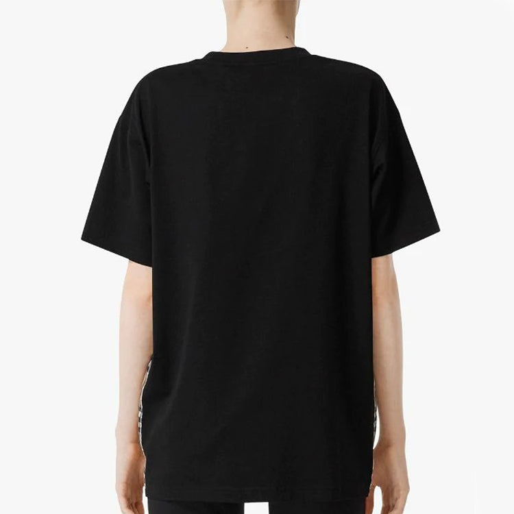 Burberry Vintage Logo Side Plaid Splicing Short Sleeve Black 8024545