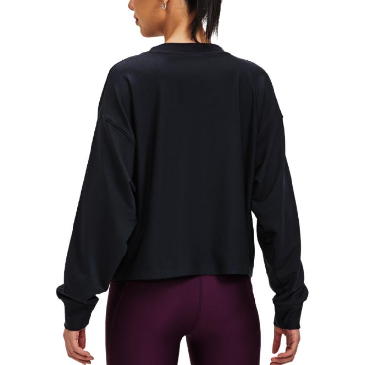 (WMNS) Under Armour Logo Rival Terry Oversized Crew 'Black' 1376995-001