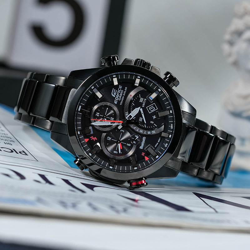 CASIO Quartz Waterproof EDIFICE Solar Powered Mens Black Analog EQB-501YDC-1AMPRD