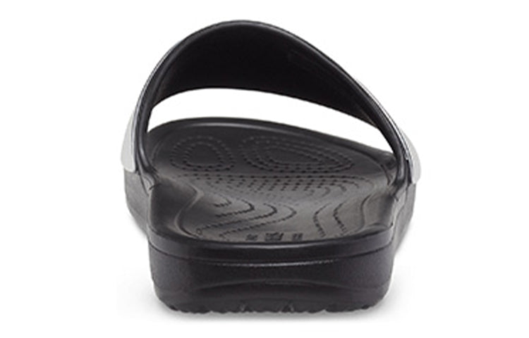 (WMNS) Crocs Sloane Shine Low Slide Flat Casual Black Silver Slippers 'Black Silver' 206921-001