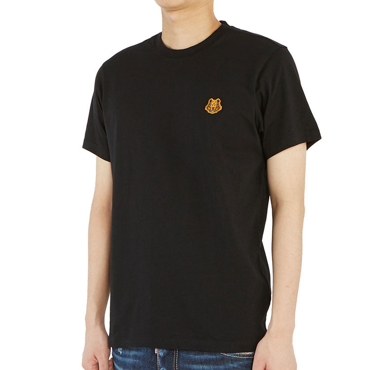 Men's KENZO SS21 Tiger Head Micro Mark Round Neck Short Sleeve Black 5TS0034SA-99