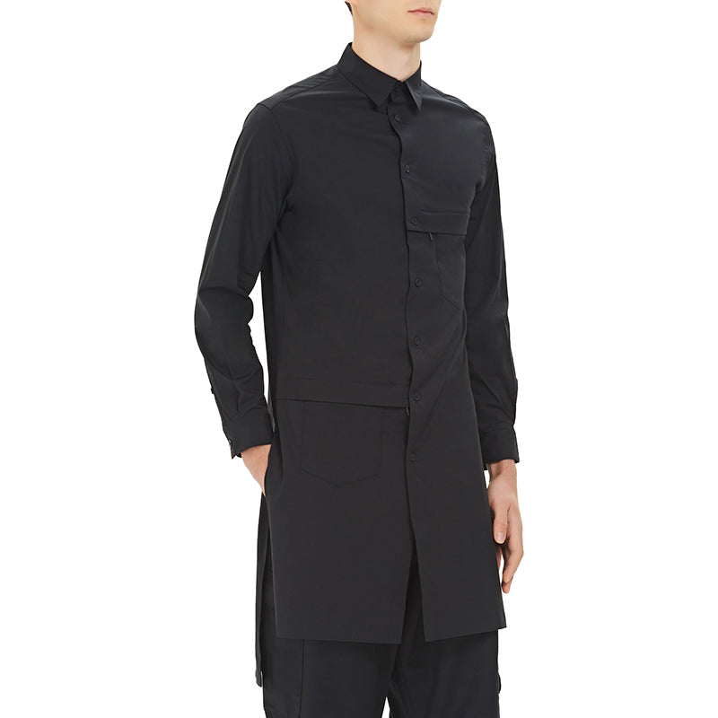 Men's Y-3 Solid Color Casual mid-length Long Sleeves Shirt Black GV4218