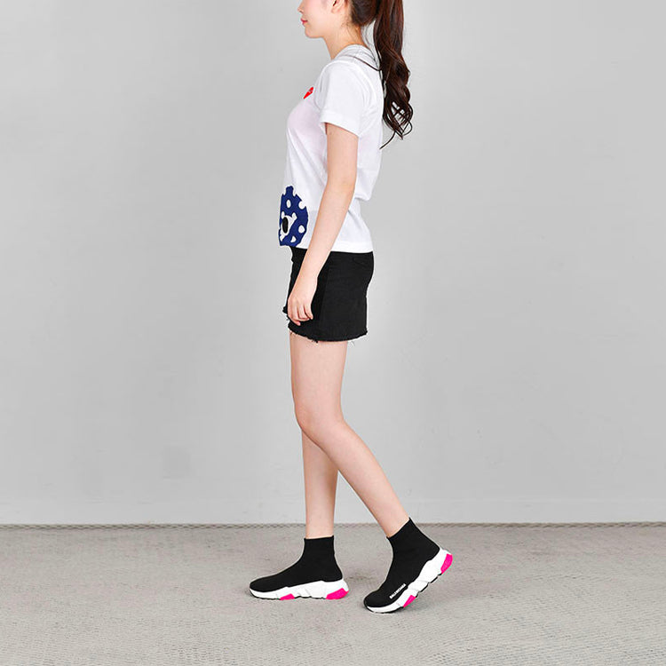 (WMNS) COMME des GARCONS PLAY Polka Dot Half Heart Tee 'White Blue' AZ-T235-051-1