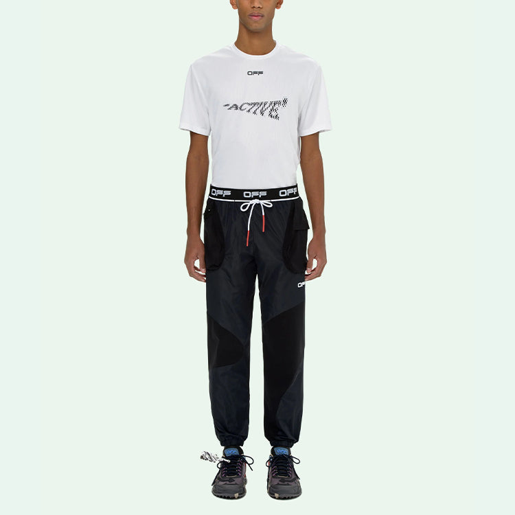 Off-White Logo Arrow Printing Drawstring Sports Long Pants Slim Fit Version Black OMVG011V21FAB0011001