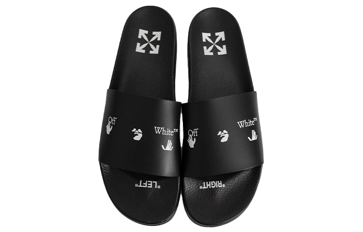 (WMNS) Off-White Multi-logo Print Pool Slides Black OWIA208E20LEA0011001