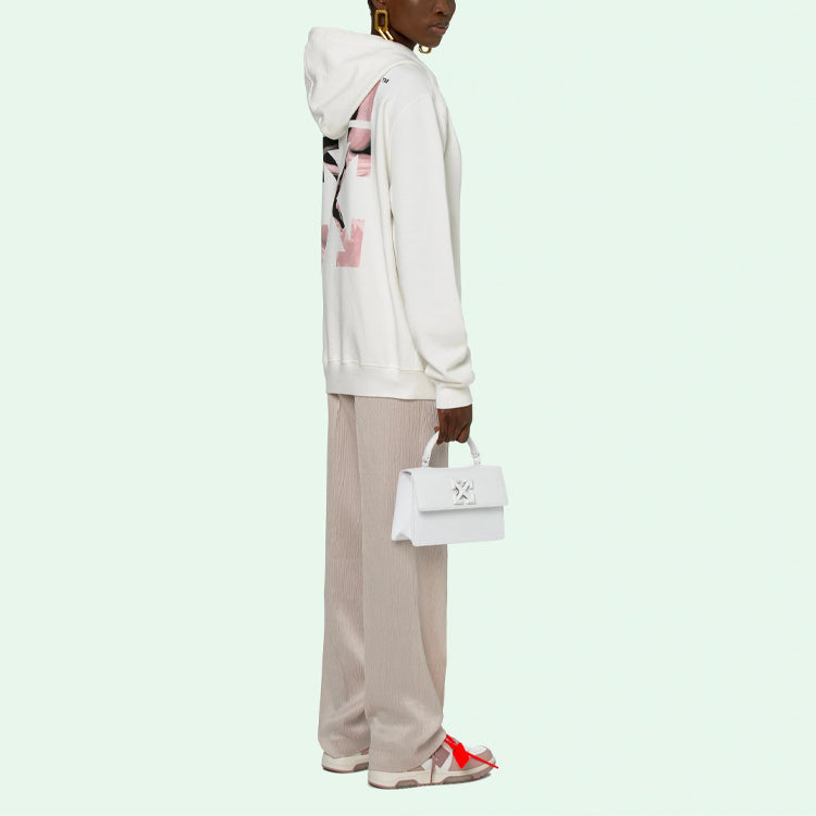 (WMNS) Off-White SS21 Logo Embroidered Arrow Hoodie Loose Fit White OWBB035R21JER0020331
