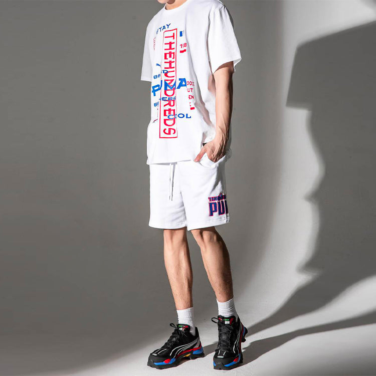 PUMA x The Hundreds Tee Logo Design Round Neck Short Sleeve White 596750-52