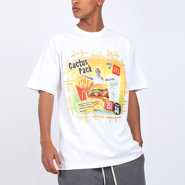 Men's Travis Scott x Mcdonald Crossover Fries Alphabet Short Sleeve White T-Shirt TC-259