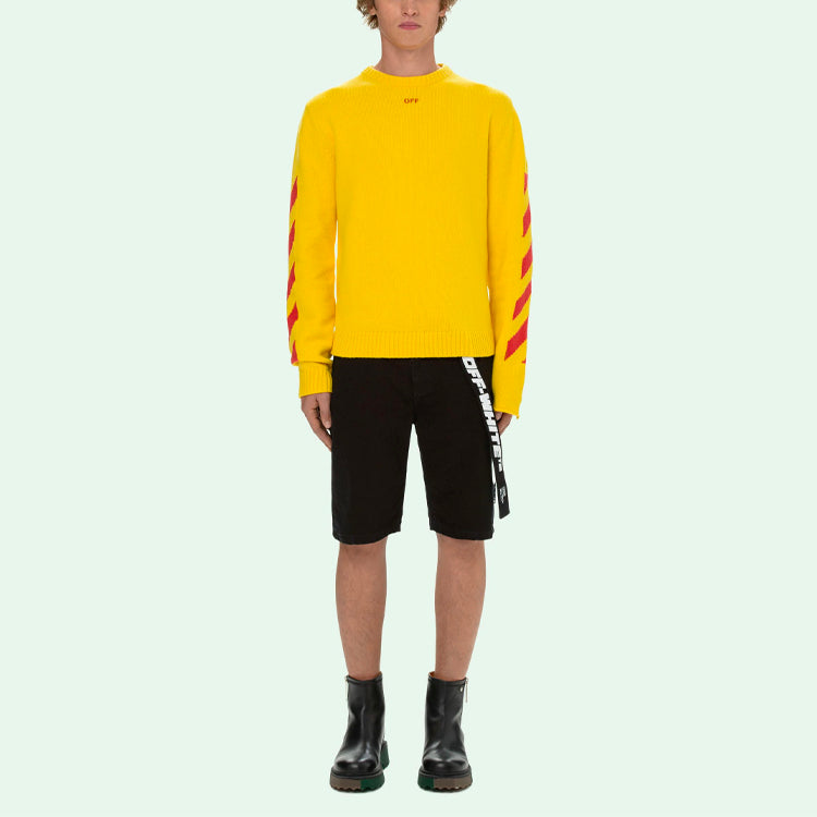 Off-White Men's SS21 Sweater Slim Fit Yellow OMHE023S21KNI0011925