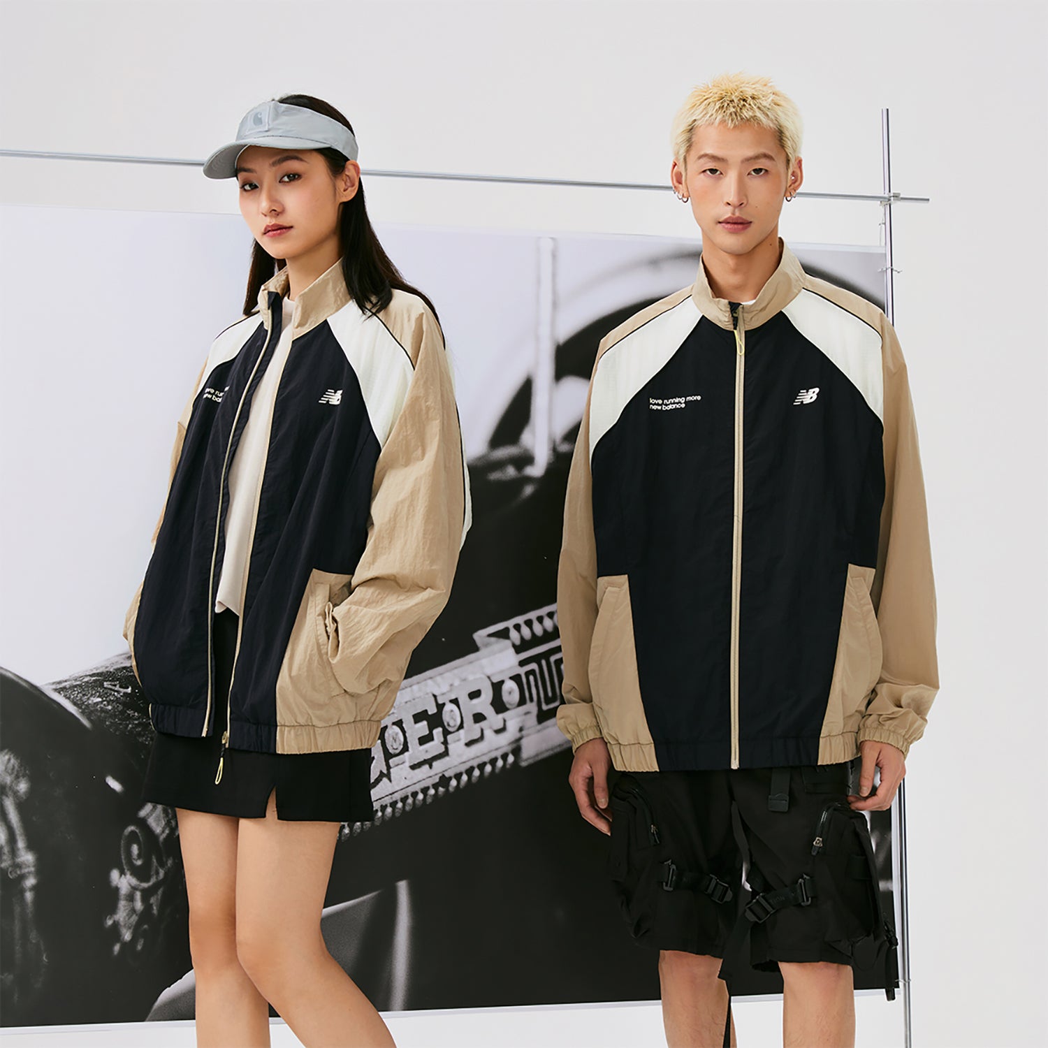 New Balance Color Block Woven Windbreaker Asia Sizing 'Beige Black' NAE24011-BWN