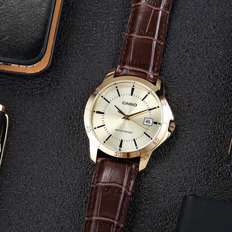 CASIO ENTICER&DRESS Series Vintage Waterproofes Yellow Couple Quartz Gold Analog MTP-V004GL-9A&LTP-V004GL-9A