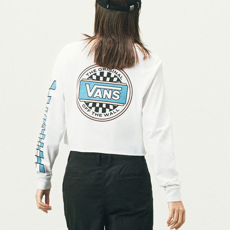 (WMNS) Vans Back Grid Logo Printing Long Sleeves White T-Shirt VN0A5DVPYB2