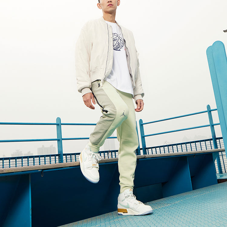 Men's Air Jordan Essentials Ma-1 Reversible Aviator Woven logo Padded Clothes Lime Grey Jacket DA9797-104