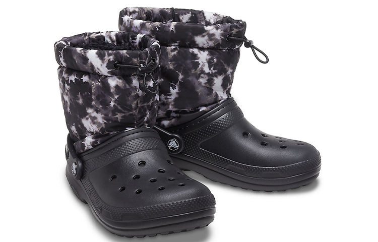 Crocs Classic Lined Neo Puff Tie Dye Boots 'Black White' 207328-001