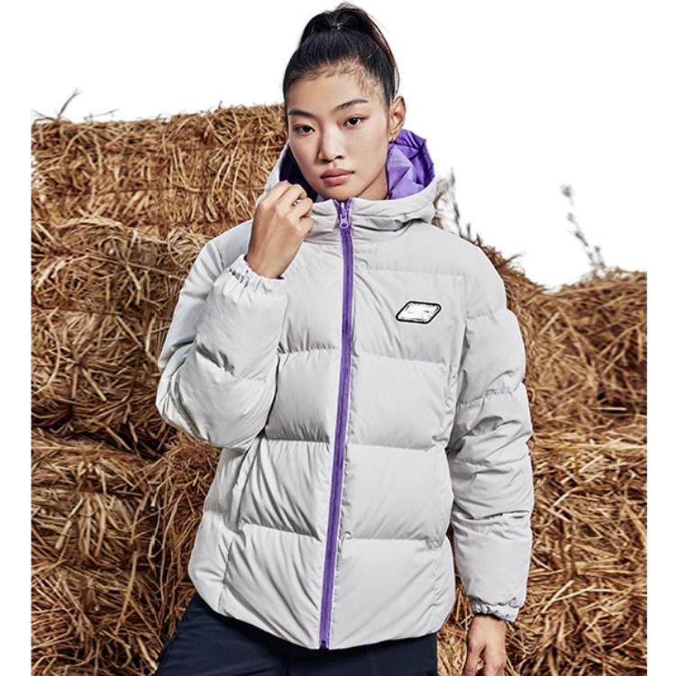 (WMNS) Skechers Lightweight Warm Reversible Down Jacket 'Black Grey Purple' P421W048