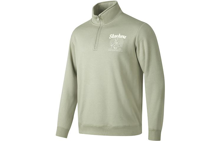 Skechers Basic Woven Half-Zip Crew Sweater 'Black White' P423U015