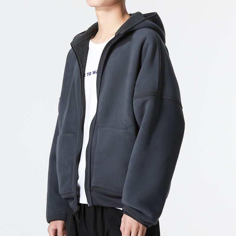 Men's adidas New Polar Fz Solid Color Reversible Athleisure Casual Sports Hooded Jacket Gray HG2076