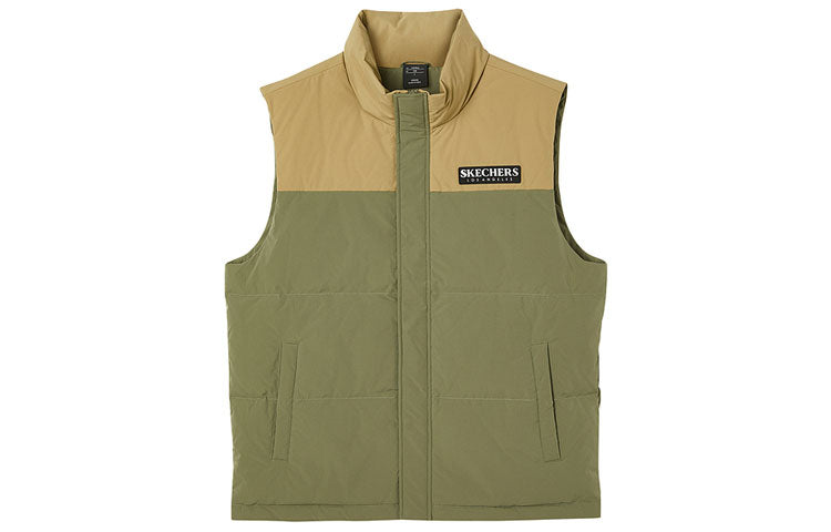 Skechers Logo Small Patchwork Sports Stand Collar Down Vest 'Multi-Color' L321M193
