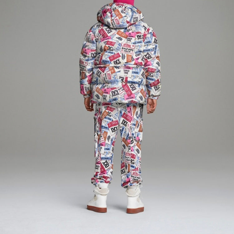 adidas originals x Ivy Park Letters Printed Sports Hooded Down Jacket Unisex Floral H18992