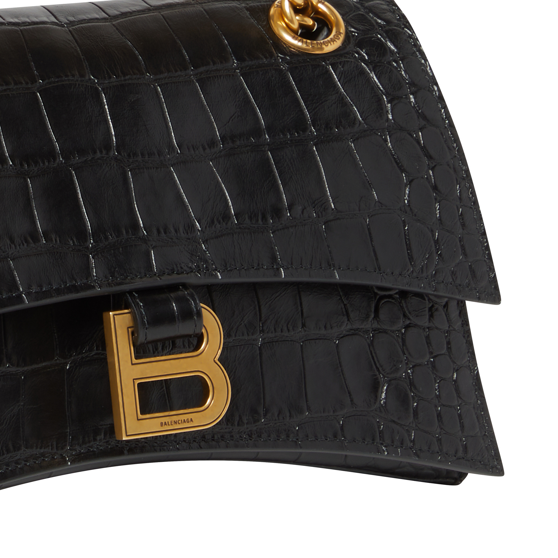 (WMNS) Balenciaga Crush Small Chain Bag Crocodile Embossed 'Black' 716351210IX1000