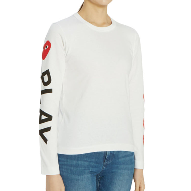 (WMNS) COMME des GARCONS PLAY 5 Hearts Long Sleeves Tee 'White' AZ-T261-051-1