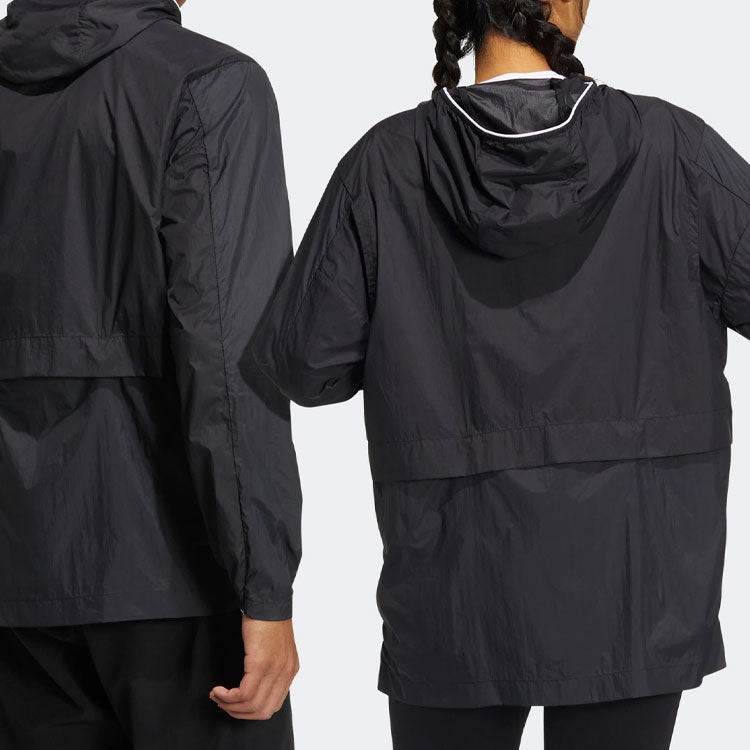 adidas Terrex U Voyg Light Wb Solid Color Zipper Hooded Jacket Couple Style Black HE5182