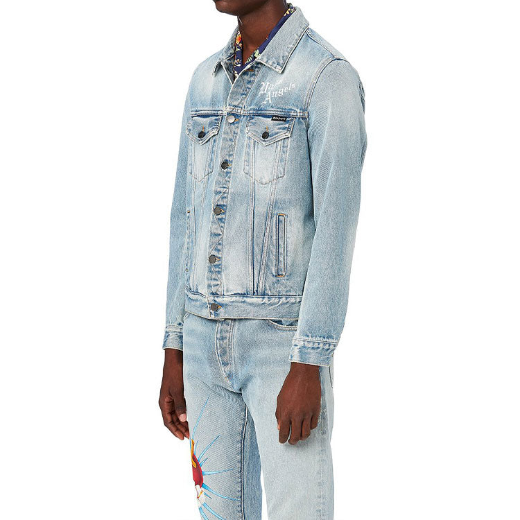 Men's PALM ANGELS Printing Denim Jacket Blue PMYE013S203430188588