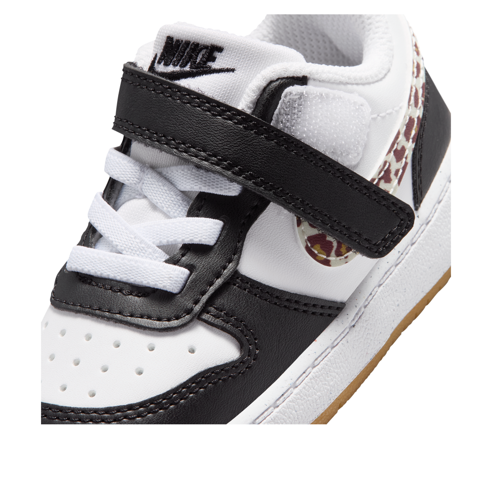 (TD) Nike Court Borough Low 'Black White Leopard Swoosh' IR0565-001