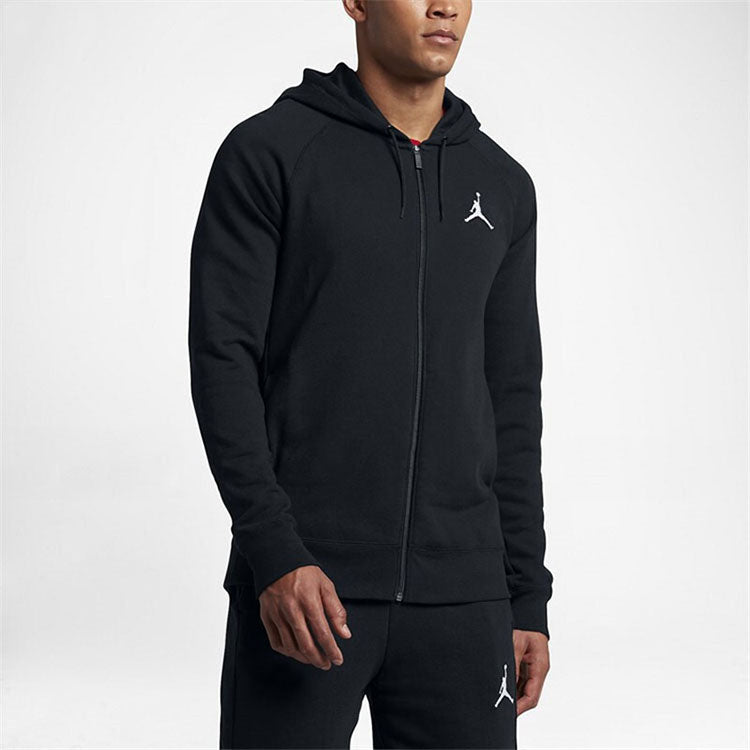 Air Jordan Embroidered Knit Hooded Jacket Men's Black AH3932-010