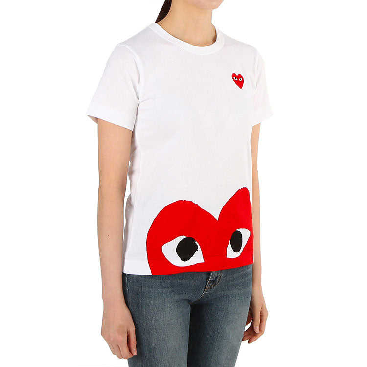 (WMNS) COMME des GARCONS PLAY Half Heart Logo Tee 'White Red' AZ-T033-051-1