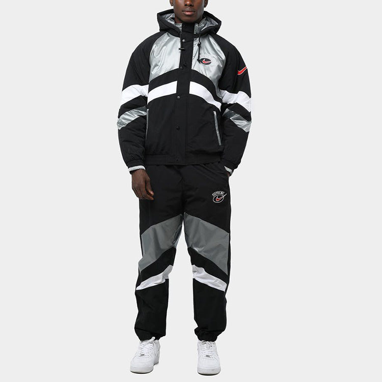 Supreme SS19 x Nike Hooded Sport Jacket Crossover waterproof Nylon hooded track Jacket Unisex Silver SUP-SS19-10137